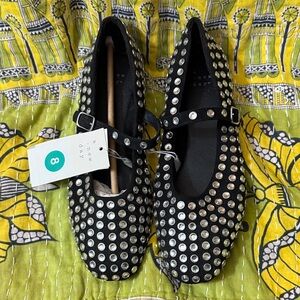 Target a new day Black Flats with Silver Studs